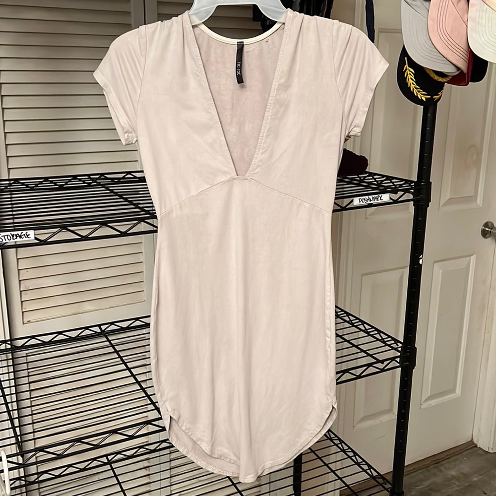 Deep V neck gray dress
